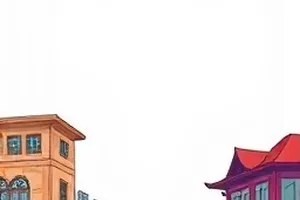 《春风渡口》剧照，初春河岸边停靠的空渡船与柳枝