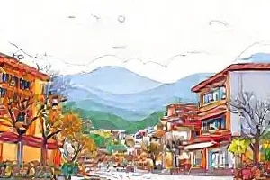 《山海拾遗录》剧照，云海之上的古代石阶与提着灯笼的少女
